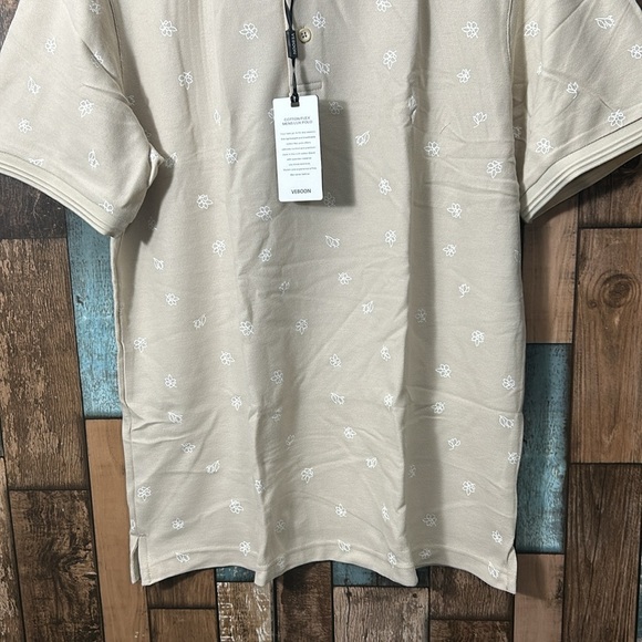 👕 Veboon Mens medium cream cotton flex polo shirt - Picture 4 of 15